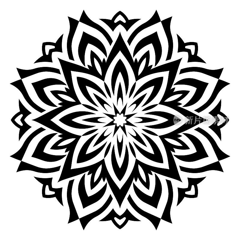 Mandala. Vector decorative elements. Oriental pattern, vector illustration. Black and white. Design for coloring book, tattoo, greeting card, yoga and meditation.
